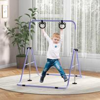 Vaikiška gimnastikos skersinė su žiedais 148x105x88-128 cm Rožinė Plienas