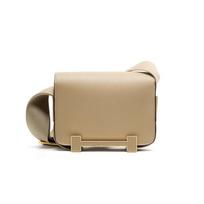 New clogs bag leather Kangkang bag light luxury fashion high sense shoulder crossbody stewardess small square bag length 20 wide 6.5 high 15CM beige