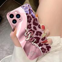 Spotted Snake Pink For IPhone 16 Pro Max 15 Pro 14 13 12 Mini 11 XS Max XR 7 8 Plu SE 2022 Tempered Glass Phone Case For iPhone 16 Pro beige