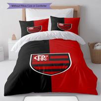 Flamengo Crest Black Red Split Background Print 3 Pieces Duvet Cover Set Brazil Soccer Bedding Bedroom Home Decor Without Pillow Core Comforter 135x200cm