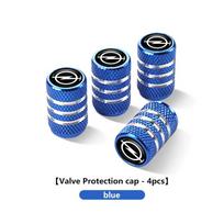 4PCS Metal Tire Valve Caps Car Tyre Dust Covers Accessories For Opel Astra j Insignia Astra g Corsa Zafira b Mokka Vivaro Meriva Sr7 blue