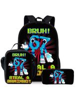 New Trend 67 Six Seven Printed Backpack Lunch Bag Pencil Case 3-Piece Set Large Capacity Water-Resistant Student School Bag Set