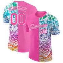 Custom Name Team Uniform 3D Printed T-shirt For Men Fashion Sportswear Fitness DIY Team Clothing Tracksuits Name Logo Tee Tops S pink