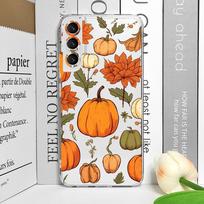 Rudens klevo lapo ir moliūgo rašto skaidrus telefono dėklas, skirtas Samsung Galaxy A55 A54 A53 A14 A16 A36 A35 A13 A15 A25 5G, minkštas dėklas Fundas Galaxy A55 5G white