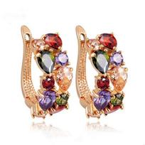 1 Pair Women Earrings Elegant Ear Decoration European And American Style Colorful Rhinestone Clip Earrings for Everyday Wear A beige