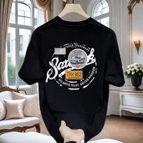 Mens Casual Fashion Crew Neck Short Sleeve Cartoon Printed Cotton T Shirt S juoda