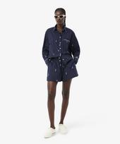 LACOSTE Women'S Embroidered Point Striped Shorts Ff1034-56G 525 Navy (525)/034 black