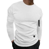 Mens Slim Fit Crew Neck Long Sleeve Casual Arm Zipper Basic Bottoming T Shirt M balta