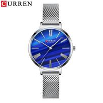 Curren 9076 Moteriškas kvarcinis laikrodis su odiniu ir tinklelio dirželiu - Madingas, laisvalaikio, studentiško stiliaus brown