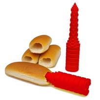ABS Bread Driller Hot Dog Bun Driller Non Stick Hot Dog Bread Drilling Tool for Kitchen Camping BBQ Party Hot Dog Bread Driller raudona