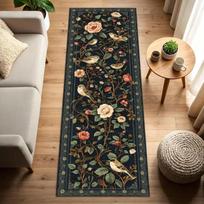 Vintažinis botaninis paukščių takelis kilimas Gėlių gobelenas koridoriaus kilimas Antikinis sodas Cottagecore ilgas siauras prieangio virtuvės kilimas 40X120CM white