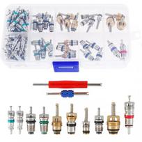 102PCS Car R12 R134 Air Conditioner Valve Cores Assortment Box A/C AC Valve Core Remover Installer Repair Tool gray