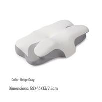 Ergonomic Memory Foam Butterfly Neck Pillow for Side Sleepers 61.5x34x13/9cm white