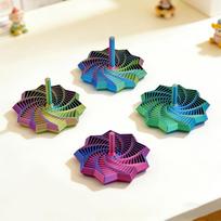 4Pcs random color 3D printing gradual change gyro, deformable, suitable for office and home decoration blue