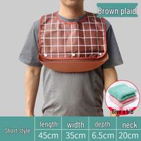 Waterproof 3D Leak-Proof Adult Bib for Elderly Patients brown
