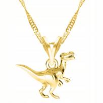 Złoty Naszyjnik Dinozaur T-Rex Zwierzę Prehistoryczny Dino Srebro 925 beige