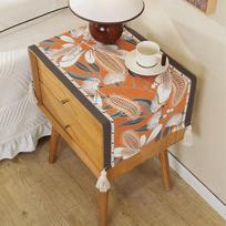 Non Slip Bohemian Cover Cloth For Bedside Table Decor Small Tea Table Runner Fridge Top Cover 35*60cm white