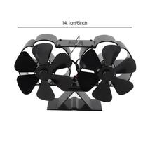 Židinio ventiliatorius, tyliai veikiantis, 180-220CFM, 1400 aps./min., aliuminio lydinio, 6 mentės, šilumos varomas, medienos krosnelės ventiliatorius black