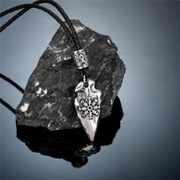 Norse Mythology Spear Gungnir Viking Shield Necklaces Men Stainless Steel Self Defense Amulet Rune Vegvisir Scandinavian JewelryFashion Jewelry 60CM gray