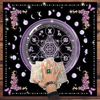Tarot Card Cloth Tarot Reading Cloth Moonlight Flower Altar Card Mat Witchcraft Astrology Tablecloth Pad Divination Supplies 50x50cm violetinė
