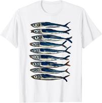 Sardine Painting Antique Still Life Fish Art Fish Restaurant T-Shirt 5XL įvairiaspalvis