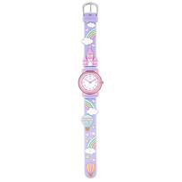 J-Axis Kids Watch TCL79 Girls Hot Air Balloon Rainbow Light Purple Analog Educational violetinė