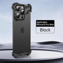 Aliuminio lydinio kampinis apsauginis dėklas telefonui iPhone 16 15 13 14 Pro Max, su apsaugine plėvele kamerai, titano lydinio buferis, smūgiams atsparus apsauginis dangtelis For iPhone 16 Pro juoda