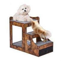 VEVOR Pet Bunk Bed with Removable Stairs, Dog/Cat Window Perch with Storage, Multi-Level Bed Window Perch Dog Bedside Sleeper Couch 83 x 45 x 67.5 cm