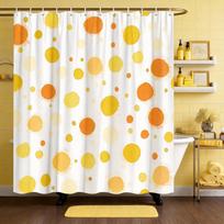 Abstract Point Shower Curtain Green, Orange And Beige White Circle, Minimalist Modern Art Of Contemporary Bathroom Decoration W60H190(CM)-1 Pcs beige