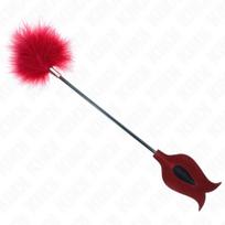 Botagas su plunksnomis Kink Tickle, 8 cm, raudonas