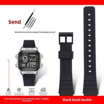 For Casio AE1200/1300 W800H SGW400 F-91 F84 F105/108/A158/168 Silicone Rubber watchstrap Bracelet 18MM men women Black watchband 18mm width gray
