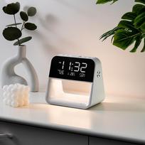 1pc new multifunctional LED alarm clock, mobile wireless charging - night light - alarm clock three in one; USB plug-in for use balta