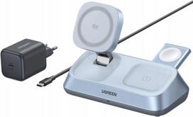 Ładowarka Ugreen UGREEN W711 MagFlow 3-in-1 magnetyczna bezprzewodowa stacja ładująca Qi2 25W dla iPhone, AirPods i Watch