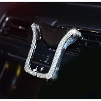 Universal Car Phone Holder with Bing Crystal Rhinestone Car Air Vent Mount Clip Cell Phone Holder for iPhone Samsung Car rožinė