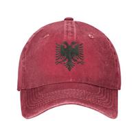 Custom Cotton Albanian Eagle Crest Baseball Cap WomenUnisex Adjustable Proud of Albania Dad Hat Sports Baseball Cap brown