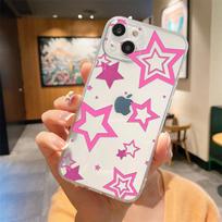 For iPhone 15 16 14 13 12 mini 11 Pro Max XS X XR SE 7 8 Plus Silicone Clear Cover Style Stars Pattern Luxury Phone Case iPhone 13 Pro white