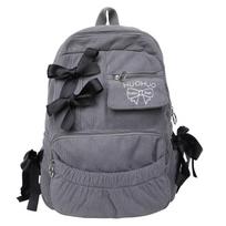 2026New Korean Style Backpack Commuting Versatile Female College Students High Beauty Backpack Bow Backpack Cute Casual Corduroy juoda