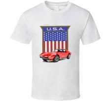 Red Corvette USA Flag T-shirt XXXL white