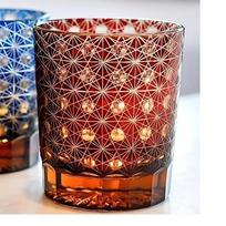 Japanese Edo Kiriko Whisky Glass Hand Cut Crystal Luxury Handmade Japanese Glass Cup Edo Kiriko Style brown