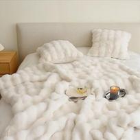 Aukščiausios kokybės triušio kailio pledas: Prabangus ir storas lovai, sofai ar biurui žiemos poguliams 45×45cm Pillowcase tamsiai pilka spalva