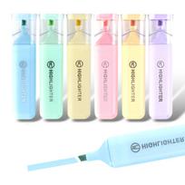 Water-Based Highlighter Pens For Note-Taking, Planner, Journaling, Professional Use, Back to School, Random Color 6pcs beige