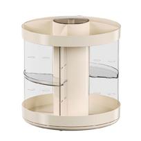 Stylish 360 Turn Cosmetic Storage 3 Layer Desktop Holder For Makeup Brushes Fragrances 1 beige