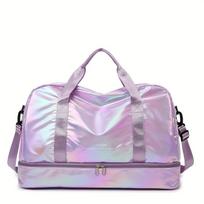 Large Capacity Multifunctional Casual Travel Duffel Bag, Lightweight Nylon Weekender Tote for Gym, Sports, Overnight Trips violetinė