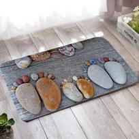 2D Stone Footprint Doormat Rustic Wood Pebble Footprint Pattern Zen Home Decor Carpet Soft Non-Slip Welcome Mat for Front Door, 40X60CM gray