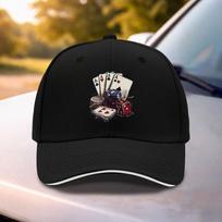 Poker Chip Dice Baseball Cap Adjustable Adult Printed Casual Curved Brim Hat for Unisex One Size black