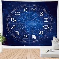 Blue Tarot Tapestry Wheel  Zodiac Astrology Chart Wall Hanging Scarf Altar cloth tarot cloth tarot deck Sun and Moon Home Decor 100X70CM blue
