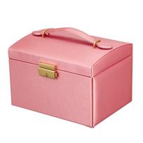 Leather Jewelry Box With Lock And Mirror For Gift Jewelry Storage