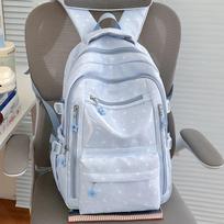 Schoolbag Sea Salt Blue Full of Stars New Large Capacity Backpack Female Junior High School Student School Bag Lightweight Simple Versatile Backpack white