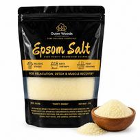 Outer Woods Epsom Salt 1kg (99% Pure Magnesium Sulphate) for Bath Soak, Foot Soak, Muscle Recovery, Relaxation, Stress Relief & Home Gardening | beige