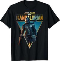 The Mandalorian & The Child Golden Logo Portrait T-Shirt XS black
